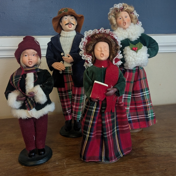 Set of Four Vintage Festive Christmas Caroler Family...